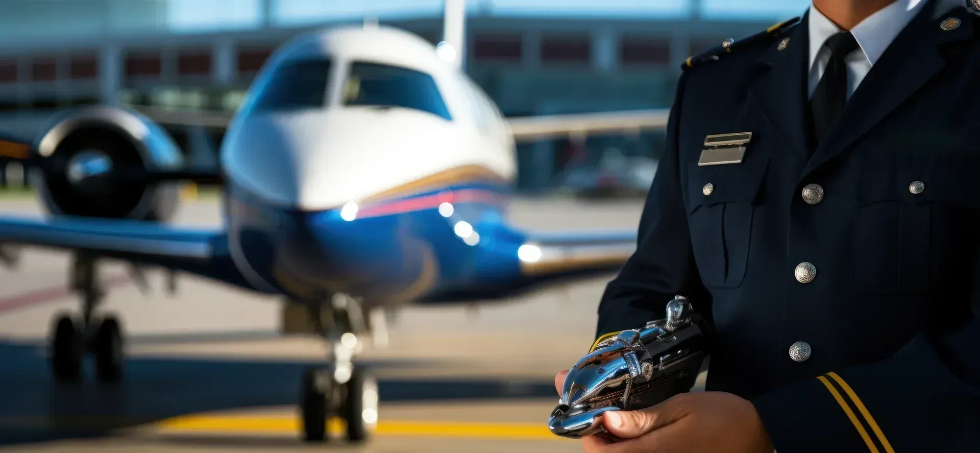 Person looking out of a private jet window